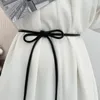 Belts Non-hole Round Rope Belt Waist Chain Solid Color Leather Thin Closing Decorative Women