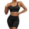 Tracksuits voor dames 2 PCS Yoga Set Gym Set Women Yoga Shorts Crop Top Sport Bra Mouwloze lopende trainingen Outfit Fitness Naadloze Gym Suits Mujerl2403