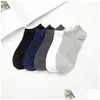 Meias masculinas meias masculinas 5 pares sólidos clássicos de viagem casual comercial trabalho branco preto invisível curto estilo lot pack presentes para homens 100 dhdeg