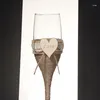 Weingläser 2pcs Set Hochzeitsglas personalisierter Champagner -Toast -Flöten -Sackleinen Spitze Rustikaler Tasse Kreativ