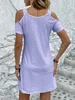 2024 NOWOŚĆ Summer Kobiet White Dress V Nurk puste koronkowe sukienki Elegancka moda swobodna na ramieniu seksowne vestidos 240415