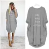 Casual Dresses DIY Your Like Po Or Logo Autumn Womens Fashion Pocket Loose Dress Ladies Crew Neck Long Girl Tops