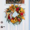 Decorative Flowers Fall Wreaths For Front Door Sunflower Bow Garland Autumn Decor Thanksgiving Decoration Wreath Walls