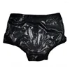 Sous-pants Latex Sexy Men's Underwear Lingerie Mesh noir Briefes élastiques élastiques