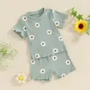 Kleidungsstücke Kinder Baby Girl Sommeroutfits lässig Blumen-/Schmetterlingsdruck 2-Stück-Tracksanzusen Kurzarm O Hals T-Shirts und Shorts für