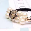 Hårgummiband Pearl Crown Rose Butterfly Elastic For Women Korean Double Pearls Band Gums Accessories Wholesale AA220323 Drop de DH9QE