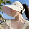 Visors New Korean Style Large Brim Sunshade Hat For Women Outdoor Windproof Empty Top Hat For Traveling Cycling Sun Hat in Summer Y240417