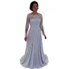 Bride of Dresses Mother the Elegant Lace Applique Long Maniche Chiffon A Line Wedding Gowns Ospite Groom Mom Formale Abito da ballo da sera formale