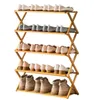 Multi -lagen vouwschoenrek installatie eenvoudige huishoudelijke economische rek slaapzaal opbergrekken bamboe schoenen kast w615141291384