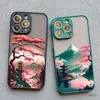 Mobiele telefoons Japanse esthetische mount fuji landschapskaart telefoonhoesje voor telefoon 7 8 plus 14 13 12 11 15 pro max mini xr xs x schokbestendig cover