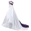Wedding A Dresses Embroidery Line Elegant Bridal Gowns Long 2022 Vintage Purple Bury And White Satin Strapless Plus Size Bride Dress Sleeveless nd