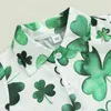 Ensembles de vêtements Toddler Baby Boy St Patricks Day Day Tenue Irish Clover Imprimé Bouton à manches courtes