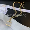 Storlek justerbar lyx varumärkesdesigner hängen halsband 2 lager guldpläterad rostfritt stål bokstav c choker hänge halsband kedja smycken tillbehör gåvor