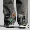 WKFB Męskie dżinsowe dżinsy szerokie nogi dżinsowe spodnie luźne proste workowate męskie deskorolki streetboard neutralne dżinsowe spodnie dżinsy D240417