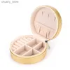 Accessories Packaging Organizers Round Jewelry Storage Box Necklace Ring Earrings Organizer PU Leather Fish Scale Pattern Portable Jewelry Box f Y240423 TRGE