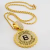 designer necklace Hip Hop Versatile Full Diamond B-shaped Round Label Pendant Personalized Mens Womens Necklace Cuban Chain