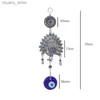 Klasyna Smycze Turkish Peacock Evil Eye CarChain Wiszący metalowe szklane uroki wiszące amulet domowe biuro Ozdoba Y240417