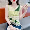 Women's Tanks Summer Cut-out Crochet Knitted Vest Female Green Irregular Love Short Resort Style Premium Camisole