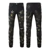 Jeans masculin homme skinny hommes noirs designer déchiré pantalon pantalon en denim bleu étoiles lincure halte de mouche à la mode Halloween hip hop 2 dhle3