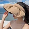 Visoras portáteis dobráveis larga larga lareira chapéu de chapéu de praia para mulheres Principais visões de capital acessórios de cabelo de boné dupla faixa para a cabeça Gorras y240417