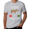 Herren Polos Capybara ruft an. Ich muss T-Shirt süße Tops Sommerkleidung plus Größe Schnelltrockne lustige T-Shirts für Männer