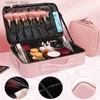 Kosmetiska väskor pu läder makeup artist satser reser kosmetisk väska för kvinnor bärbart kosmet skönhet fodral nagelverktyg resväskor läppstift arrangör l410