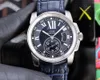 Нарученные часы роскошные мужские автоматические механические часы синяя черная кожаная из нержавеющая сталь.