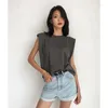 Active Shirts Yoga Tank Top Summer For Women Retro Style Loose Sleeveless Shoulder Pad Camisole Sports Vest Women's Clothing