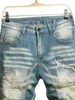 Mens Graffiti Ripped Summer Fashion Short Jeans Casual Slim Big Hole Retro Style Denim Shorts Mane Brand Clothes 240417