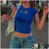 女性用TシャツレディースTシャツY2Kベビーティーストリートウェアファッションスリミングかわいいセクシーなショートスリーブ女性用衣料品女性DHCTVのためのクロップトップ