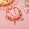 Urok Bracelets Crown. Peach Heart Friend List Koraliki różowe złoto bransoletka dla kobiet DIY Charms Biżuteria butikowa marka prezent Bezpośrednia Sprzedaż