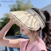 Visor 2023 New Hat Female Korean Summer Outdoor Sun Shade UV Protection Face-Covering All-Match Big Brim Air Top Hat Y240417