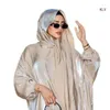 Ethnische Kleidung Frauen Kaftans Abaya Kleid mit Hijab Schal Langarm Kaftan voller Länge