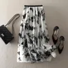 Skirts Womens Summer 2024 Latest Elastic Waist Butterfly Embroidery Gauze Skirt Wearable In All Seasons Breathable A Line