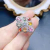 Cluster Rings FS 3 5mm Natural Color Sapphire S925 Sterling Silver Flower Ring For Women With Certificate Fine Charm Weddings Jewelry