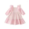 Robes de fille coréens vêtements pour enfants printemps et automne fille en dentelle de filles fausses manches à manches volées à deux pièces princesse zljg