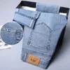 Mäns jeans 2024 Ny tunn för Summer Matail Mens Luxury Classic Style Men Business Stretch Denim Manliga byxor D240417