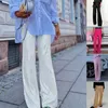 Kadın pantolonları Sapık Düz Bacak Avrupa ve Amerikan Giysileri Saf Renk Pullu Moda Günlük