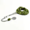 Tasbih Natural Peridot Muslim Bracelet Misbaha Islamic Gift Tassel 33 45 66 99 100 Rosary Jewelry Handmade Rosary 240412