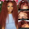 Jerry Curly roodachtig bruin kanten Voorpruik 13x4 Lace Front Haren Pruiken voor vrouwen 250 Dichtheid 40 inch HD Lace Frontale Wig Synthetisch