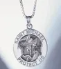 Pendanthalsband Round Angel St Michael Medallion Halsband St Christopher Sliver Gold Color Cuban Curb Chain9190888