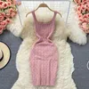 Women Chic Off Shoulder Sexy Bodycon Short Dress Wrap Solid Fashion Knitted Vestidos Summer Elastic Slim Pencil Mini Sundress 240415