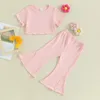 Set di abbigliamento da 1-5y per bambini abiti estivi set t-shirt a maniche corta a costine con pantaloni svasati per i pantaloni casuali per bambini