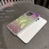 Étuis de téléphone portable coréen mignon luxe scintillant dégradé gradient de plumes