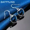 Boucles d'oreilles en peluche mode 925 argent sterling 15 mm fin midi coeur pour femmes copine l'engagement cadeau accessoires de bijoux fête