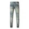 Heren jeans American Style High Street Distressed Washed Small Foot Patch bedelaar jeans
