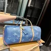 Erstklassige neue Männer und Frauen Denim Duffle Bag Frauen Reisen Taschen Handgepäck Reisetaschen Männer Handtaschen große Crossbody -Taschen Totes 50 cm