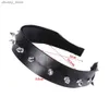 Headbands Awaytr Metal Perçin Kafa Kafa Bands Saç Aksesuarları Band Partisi Punk Kafa Head Bant Saç Bantları Kızlar İçin Saç Hoop Y240417