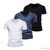 メンズTシャツ3 PCSセット100％コットンメンズTシャツファッションデザインVネックカジュアルスリムフィットベーシックソリッドサマーTシャツ男性用