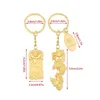 Keychains Lanyards 2024 år av Dragon Cartoon Fu Wealty Dragon Solid Lucky Key Chain Gold Color Cute Totem Hanging Keyring For New Year Gifts D240417